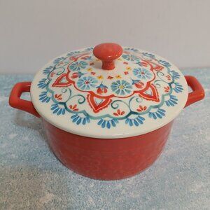 Pioneer Woman Mini Casserole Dish-Red Mandala/Floral Design